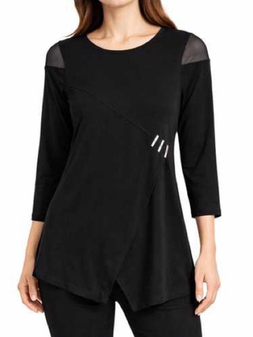 IC by Connie K Black Jersey Tunic Top Size Small